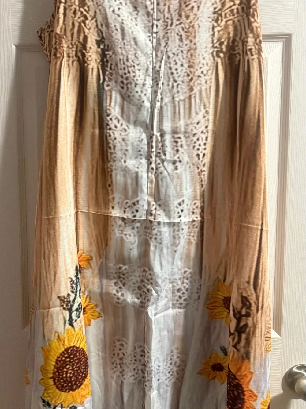 Sunflower Accent Curtain Panel in Beige and Yellow